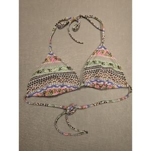 Victoria's Secret Bikini Top Women's Large Boho‎ Print String Y2K EUC